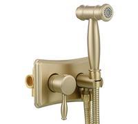 Tecmolog Brushed Gold Hot and Cold Bidet Sprayer Head Handheld Diaper Sprayer Shattaf Bidet Attachment for Toilet, WS035JF