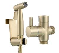 Tecmolog Handheld Bidet Sprayer Shattaf Kit Stainless Steel Bidet Attachment for Toilet Brushed Gold, WS024J2F