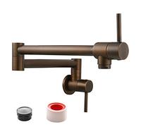 Tecmolog Kitchen Faucet Antique Bronze Wall Mount Pot Filler Faucet Brass 360 Rotatable Double Handle Folding Cold Water Tap, CT166F