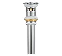 Tecmolog Pop Up Sink Drain with Overflow, Brass Bathroom Vessel Sink Drain Stopper for Drain Hole Diameter 41-56mm, Chrome, BW03