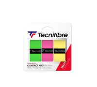 Tecnifibre Contact Pro Tennis Grips Pink/Yellow/Green (3 Grip Pack)