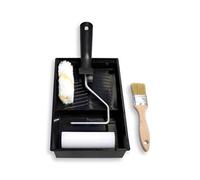 Tecno Prodist TECPINT Enamel Kit 2 Mini Non-Drip Paint Brush-Ideal for Lacquering Metal, Wood and Enamel - Professional Quality - 2 Rollers 11 cm - Brush 40 mm - Bucket