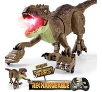 Tecnock 2026 Rechargeable Remote Control Dinosaur Toys for Kids, 60 Min Playtime Large Robot 2.4GHz One-Key Demo Dinosaur with Spray, Light, Roaring, Realistic Walking T-Rex Toy for 3-8+ Boys Girls