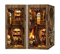 Tecnock Book Nook Kit, DIY Miniature House Kit for Adults & Teens, Antique Library Scene Bookshelf Insert Decor with Touch Switch Light, 3D Wooden Puzzle Gift for Book Lovers (Antique Book Room)