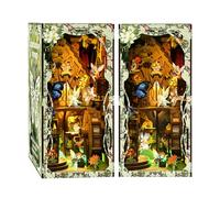 Tecnock Book Nook Kit, DIY Miniature House Kit for Adults & Teens, Enchanted Forest Scene Bookshelf Insert Decor with Touch Switch Light, 3D Wooden Puzzle Gift for Book Lovers (Secret Forest)