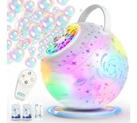 Tecnock Rechargeable Remote Control Bubble Machine 90°/360°Rotation, 7-Color LED, 1200mAh Battery, Larger Bubbles, Type-C Bubbles Maker Toys Gifts for Kids, Birthday, Parties, Wedding, Boys, Girls