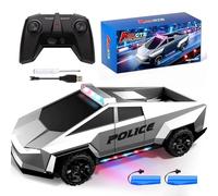 Tecnock Remote Control Car for Kids, 1:18 Scale Police Remote Control Truck with LED Lights, 2 Rechargeable Batteries, 2.4GHz All-Terrain RC Car, Toys Gift for Boys Girls Age 3-12+
