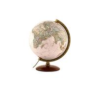 Tecnodidattica - National Geographic Edge Executive Globe | Illuminated | Base in beechwood and metallic meridian |Political and physical map by National Geographic | Text in English | 30cm Diameter