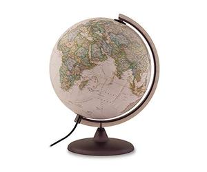 Tecnodidattica - National Geographic Executive Globe | Illuminated and Revolving |Political and Physical Cartography In Vintage Style | Text in English | 12"/30cm Diameter