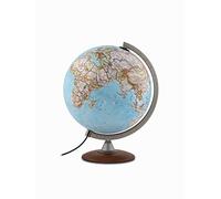 Tecnodidattica - National Geographic Explorer Classic Globe | Illuminated | Base in beech wood, acrylic meridian |Political and physical map by National Geographic | Text in English | 30cm Diameter