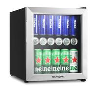 Tecnolove Beverage Refrigerator, 1.6 Cu.Ft Mini Fridge, Stainless Steel, LED Digital Temp Control, Double Glass Door, Adjustable & Removable Shelves, Compact Design for Home & Office