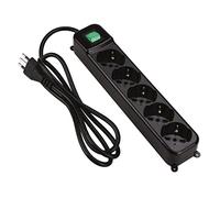 Tecnoware Filtered Multi-socket - Power Strip with 5 SCHUKO/ITALY 10 / 16A Outlets inclined at 45 ° - Light Switch and Child Safety System - ITALY Input Plug