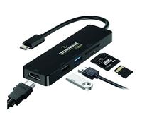 Tecnoware Power Systems - USB Type-C 5 in 1 Adapter 4K HDMI USB 3.0/2.0 SDXC & Micro SD Slots Compatible with MacBook, Tablets, Smartphones, Black, Adapter 5 in 1