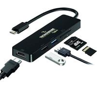 Tecnoware Power Systems - USB Type-C 5 in 1 Adapter 4K HDMI USB 3.0/2.0 SDXC & Micro SD Slots Compatible with MacBook, Tablets, Smartphones, Black, Adapter 5 in 1