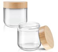 Tecohouse 12 oz Chia Pudding Jars with Lids 2 Pack Overnight Oats containers with Bamboo Lids Mason Glass Jars For Salad, Meal Prep Food Storage, Snacks, Spice, Suger, Yogurt