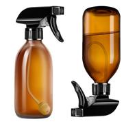 Tecohouse 2 Pack 360° Glass Spray Bottles, 8 oz Empty Refillable Containers with Adjustable Spray Nozzles, Spray Bottles for Cleaning Solutions and Plants, Amber, 8OZ
