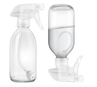 Tecohouse 2 Pack 360° Glass Spray Bottles, 8 oz Empty Refillable Containers with Adjustable Spray Nozzles, Spray Bottles for Cleaning Solutions and Plants, Clear, 8OZ