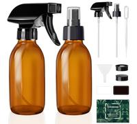 Tecohouse Glass Spray Bottles 4 OZ, Amber Empty Spray Bottle for Essential Oils, Small Glass Bottles for Cleaning Solutions, Plants, with Durable Nozzle, Labels, Funnel, Pipettes