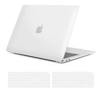 TECOOL Case Compatible with MacBook Air 13 inch M1 A2337 A2179 A1932 Touch ID, 2020 2019 2018 Release, Ultra Slim Plastic Hard Shell & UK EU Keyboard Cover, Soft-Touch Finish, Frost