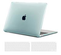 TECOOL Case compatible with MacBook Air M1 & MacBook Air 13 inch Retina 2020 2019 2018 (A2337 A2179 A1932), Plastic Snap On Hard Shell Cover & UK EU Keyboard Protector, Crystal Mint Green (Glossy)