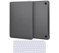 TECOOL Case compatible with MacBook Air M1 & MacBook Air 13 inch Retina 2020 2019 2018 (A2337 A2179 A1932), Ultra-Thin Snap On Hard Shell Cover & UK EU Keyboard Protector, Frosted Space Grey (Matte)