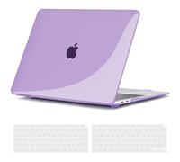 TECOOL Case compatible with MacBook Air M1 & MacBook Air 13 inch Retina 2020 2019 2018 (A2337 A2179 A1932), Plastic Snap On Hard Shell Cover & UK EU Keyboard Protector, Crystal Lilac (Glossy)