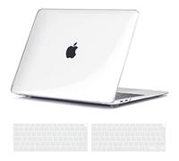 TECOOL Case compatible with MacBook Air M1 & MacBook Air 13 inch Retina 2020 2019 2018 (A2337 A2179 A1932), Plastic Snap On Hard Shell Cover & UK EU Keyboard Protector, Clear Transparent (Glossy)