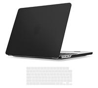 TECOOL Case compatible with MacBook Air M4 M3 M2 13.6 inch 2022-2025 (A3240 A3113 A2681), Plastic Snap On Hard Shell Cover & UK EU Keyboard Protector, Black (Matte)