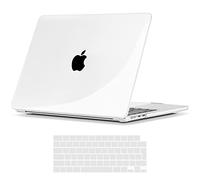 TECOOL Case compatible with MacBook Air M5 M4 M3 M2 13.6 inch 2022-2026 (A3449 A3240 A3113 A2681), Plastic Snap On Hard Shell Cover & UK EU Keyboard Protector, Crystal Clear (Glossy)