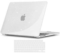 TECOOL Case compatible with MacBook Air M5 M4 M3 M2 13.6 inch 2022-2026 (A3449 A3240 A3113 A2681), Plastic Snap On Hard Shell Cover & UK EU Keyboard Protector, Glitter Clear (Glossy)