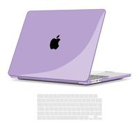 TECOOL Case compatible with MacBook Air M5 M4 M3 M2 13.6 inch 2022-2026 (A3449 A3240 A3113 A2681), Plastic Snap On Hard Shell Cover & UK EU Keyboard Protector, Crystal Lilac (Glossy)