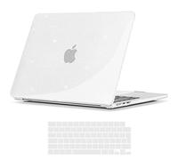 TECOOL Case compatible with MacBook Air M5 M4 M3 M2 15 inch 2023-2026 (A3448 A3241 A3114 A2941), Plastic Snap On Hard Shell Cover & UK EU Keyboard Protector, Glitter Clear (Glossy)