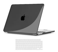 TECOOL Case compatible with MacBook Air M5 M4 M3 M2 15 inch 2023-2026 (A3448 A3241 A3114 A2941), Plastic Snap On Hard Shell Cover & UK EU Keyboard Protector, Crystal Black (Glossy)