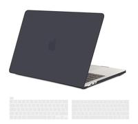 TECOOL Case compatible with MacBook Pro 13 inch 2016-2022 (M2 M1 A2338/A2289/A2251/A2159/A1989/A1706/A1708), Plastic Snap On Hard Shell Cover & UK EU Keyboard Protector, Grey-Black (Matte)