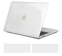TECOOL Case compatible with MacBook Pro 13 inch 2016-2022 (M2 M1 A2338/A2289/A2251/A2159/A1989/A1706/A1708), Plastic Snap On Hard Shell Cover & UK EU Keyboard Protector, Glitter Clear (Glossy)