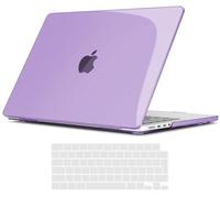 TECOOL Case compatible with MacBook Pro 14 inch 2021-2026 M5 M4 M3 M2 M1 Pro/Max, Plastic Snap On Hard Shell Cover & UK EU Keyboard Protector, Crystal Lilac (Glossy)