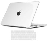 TECOOL Case compatible with MacBook Pro 14 inch 2021-2026 M5 M4 M3 M2 M1 Pro/Max, Plastic Snap On Hard Shell Cover & UK EU Keyboard Protector, Crystal Clear (Glossy)