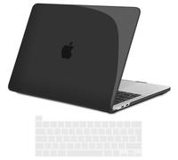 TECOOL Case compatible with MacBook Pro 16 inch 2019 2020 (A2141) with Touch Bar, Plastic Snap On Hard Shell Cover & UK EU Keyboard Protector, Crystal Black (Glossy)