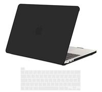 TECOOL Case compatible with MacBook Pro 16 inch 2019 2020 (A2141) with Touch Bar, Plastic Snap On Hard Shell Cover & UK EU Keyboard Protector, Black (Matte)