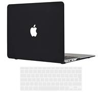 TECOOL Case compatible with old MacBook Air 13 inch 2010-2017 (A1466 A1369), Plastic Snap On Hard Shell Cover & UK EU Keyboard Protector, Black (Matte)