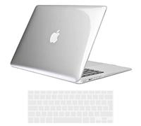 TECOOL Case compatible with old MacBook Air 13 inch 2010-2017 (A1466 A1369), Plastic Snap On Hard Shell Cover & UK EU Keyboard Protector, Crystal Clear (Glossy)