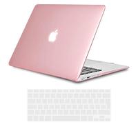 TECOOL Case compatible with old MacBook Air 13 inch 2010-2017 (A1466 A1369), Plastic Snap On Hard Shell Cover & UK EU Keyboard Protector, Crystal Fuchsia (Glossy)