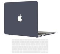 TECOOL Case compatible with old MacBook Air 13 inch 2010-2017 (A1466 A1369), Plastic Snap On Hard Shell Cover & UK EU Keyboard Protector, Grey-Black (Matte)