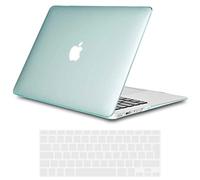 TECOOL Case compatible with old MacBook Air 13 inch 2010-2017 (A1466 A1369), Plastic Snap On Hard Shell Cover & UK EU Keyboard Protector, Crystal Mint Green (Glossy)