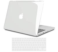 TECOOL Case compatible with old MacBook Pro 15 inch Retina 2015 2014 2013 2012 (A1398), Plastic Snap On Hard Shell Cover & UK EU Keyboard Protector, Clear Transparent (Glossy)