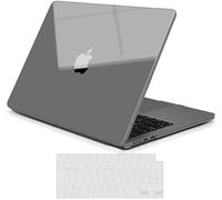 TECOOL Premium Case compatible with MacBook Air M4 M3 M2 13.6 inch 2025 A3240 & 2024 A3113 & 2022 A2681, Ultra-Thin Hard Shell & UK EU TPU Keyboard Cover, Ultra Glossy Clear Space Grey