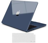 TECOOL Premium Case compatible with MacBook Air 13.6-inch M5 M4 M3 M2 A3449 A3240 A3113 A2681 (2022-2026), Ultra-Thin Hard Shell & UK EU TPU Keyboard Cover, Ultra Glossy Clear Midnight Blue