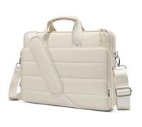 TECOOL Puffy 14 inch Laptop Bag, Protective Laptop Sleeve Case Briefcase Messenger Bag with Shoulder Strap for 13-14" Acer Asus Lenovo HP Dell NoteBook, Macbook Air 13 15 / Pro 13 14 / Neo - Beige