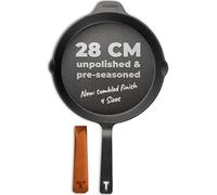 TECOR Cast Iron Pan Set 28cm Unpolished, Universal, Natural - Durable Cast Iron Skillet - Non-Stick Cast Iron Frying Pan Top Quality - Cast Iron Frying Pan - Skillet Pan - Cast Iron Cookware Set