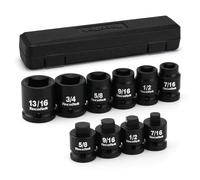 TecoTek 1/2" Drive Pipe Plug Socket Set, Square Drive Socket, 10-Piece, SAE, 4 Point Sockets, CR-MO, Tapered Male Square Drive, Chamfered Female Square Drive